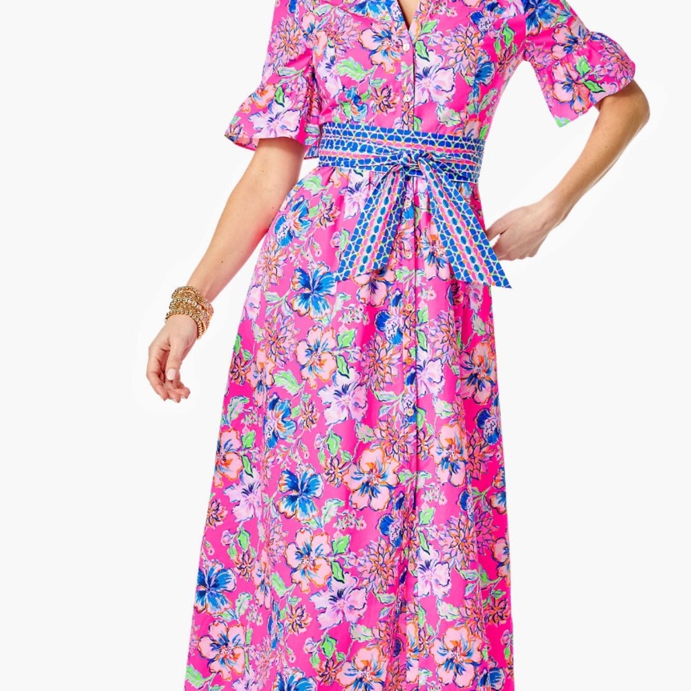 - Marilisa Stretch Midi Shirtdress - size 12